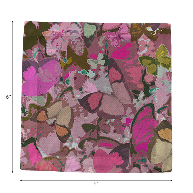 Mariposa Cotton Sateen Cocktail Napkins, Pink