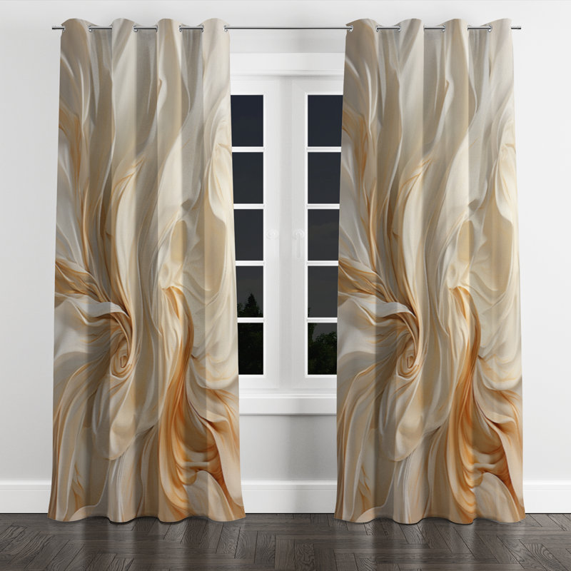 Aviyah - Champagne Grommet Curtain - Room Darkening Abstract Curtain - 1 Panel, 52" W x 84" L, Silver Grommets