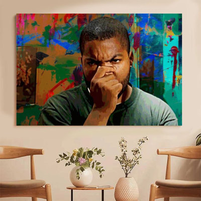 1Pc Framed Canvas Poster Print Abstract Portrait, Splashed Color Background, Expressionist Painting Style Wall Art Decor, Perfect for Room Decor Livin