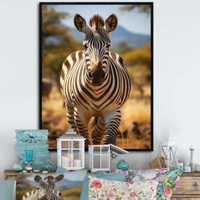 Reproduction sur toile, "Zèbre marchant en Afrique II"