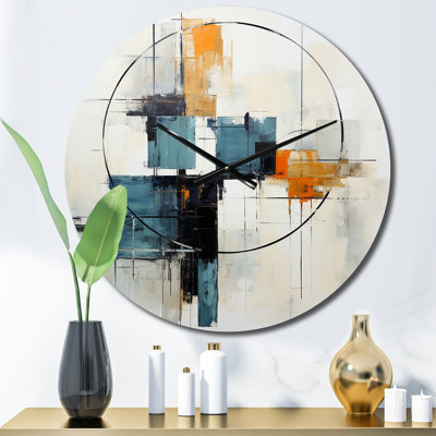 Horloge murale beige à patchwork minimaliste VI - Collages abstraits
