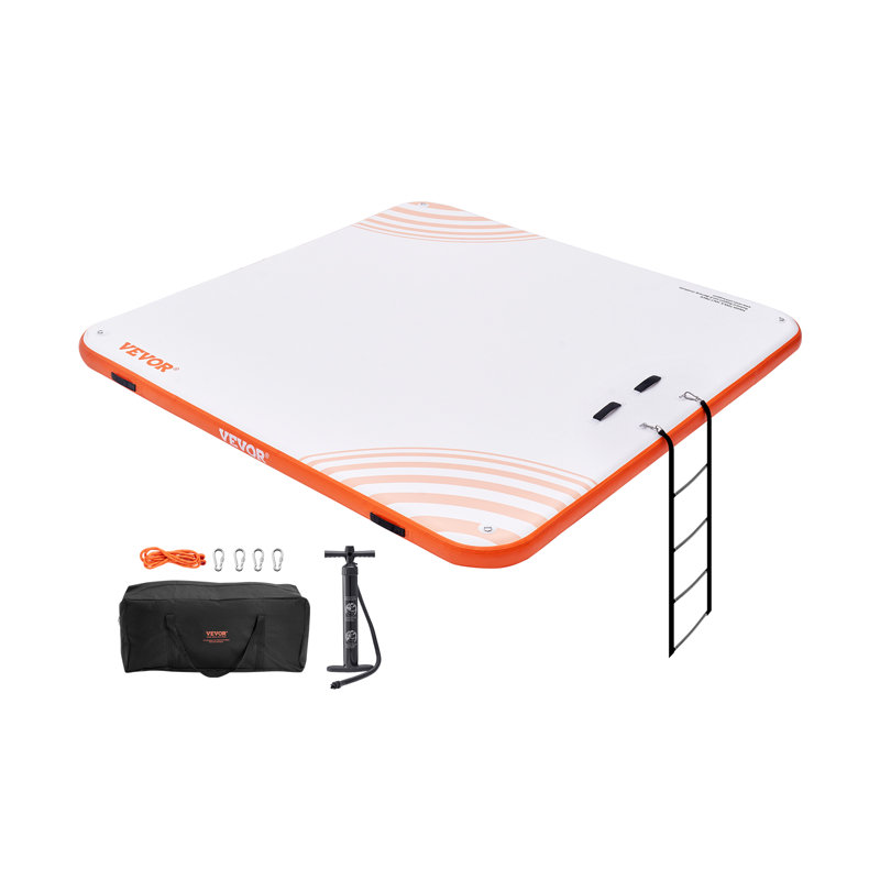 10 x 10FT Inflatable Dock Platform with Portable Carrying Bag & Detachable Ladder