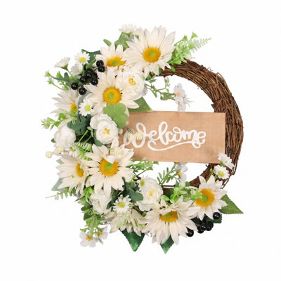 Couronne de tournesol 16 pouces avec panneau de bienvenue