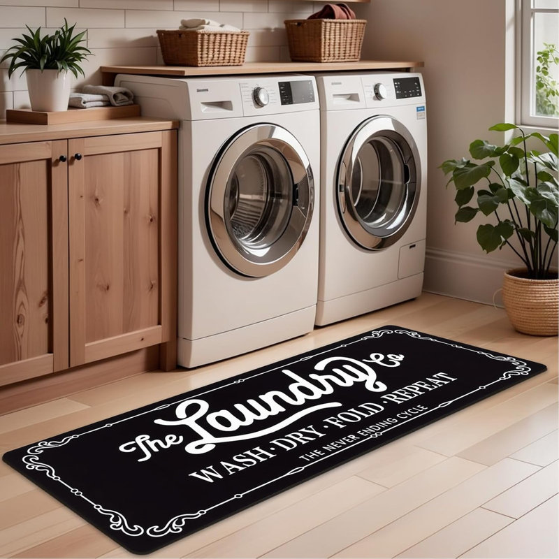 Tapis de couloir 2 pi x 6 pi Tapis de cuisine gris antidérapant, Noir