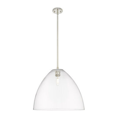 Downtown Urban - Crown Point - 1 Light 16" Bristol Stem Hung Pendant - Brushed Brass Finish - Clear Shade