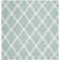 Dhurrie Hand Woven Flat Weave Wool/Cotton Geometric Rug in Light Blue/Ivory