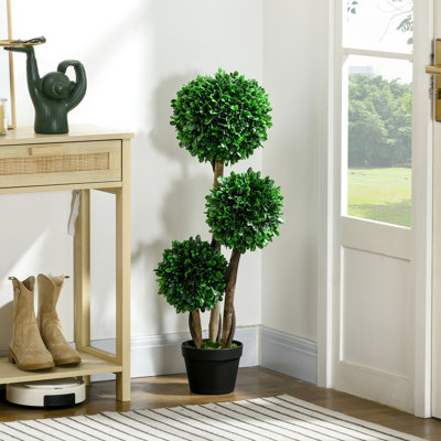 Realistic Looking Artificial Plant - Enhances Living Room Aesthetics 3Ft Tree With Faux Soil Pot Natural Look Decor