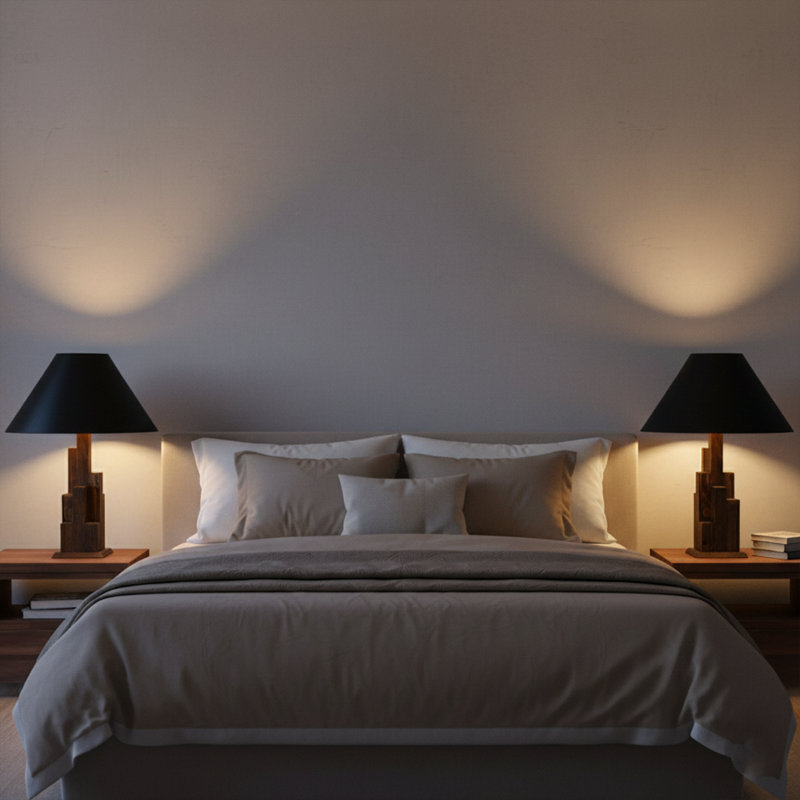 Lampe de table Skyline, Marron foncé, Noir noyer