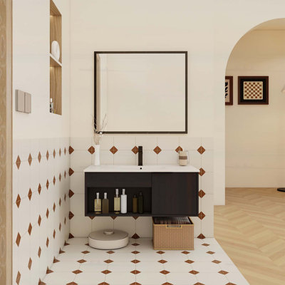 Wall-Mounted Bathroom Vanity with Ceramic Sink