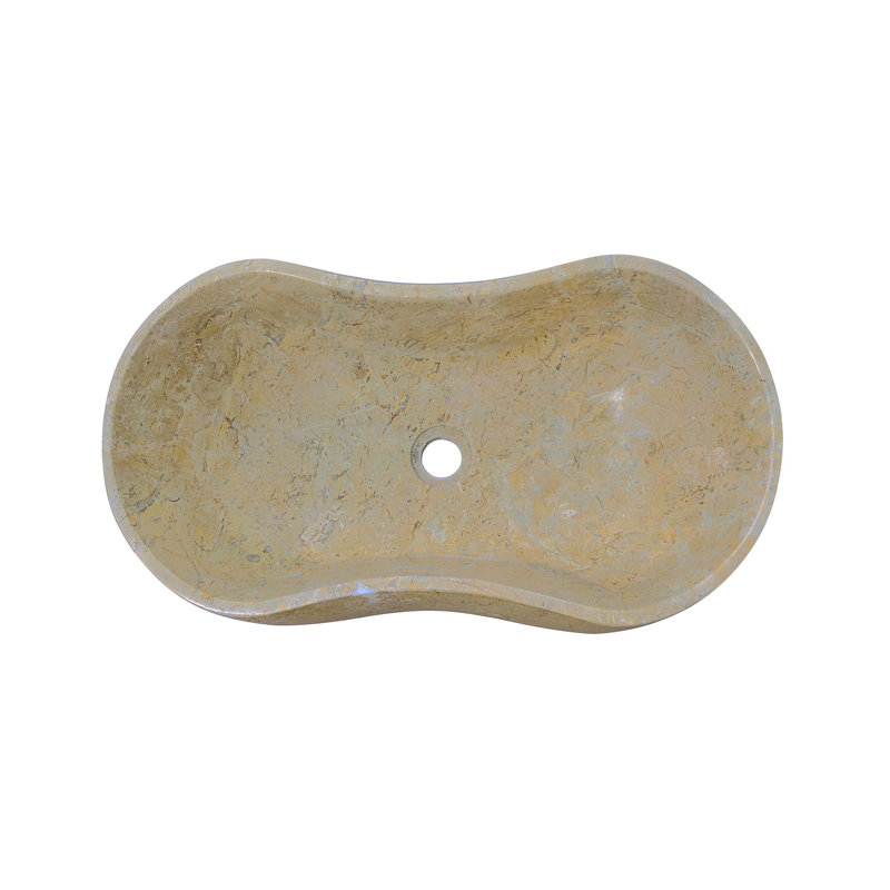 Gold Yellow Beige Natural Marble Bathroom Vessel Sink, Polished Surface, Natural Stone, Genuine Marble, Real Marble, 23.6X14.2Xh7.1 Inches/600X360xh180 Mm