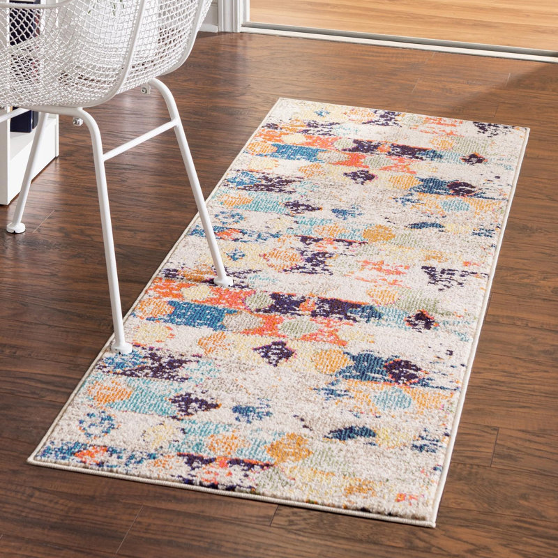 Washable Abstract Indoor Rug, Runner 2' x 8'