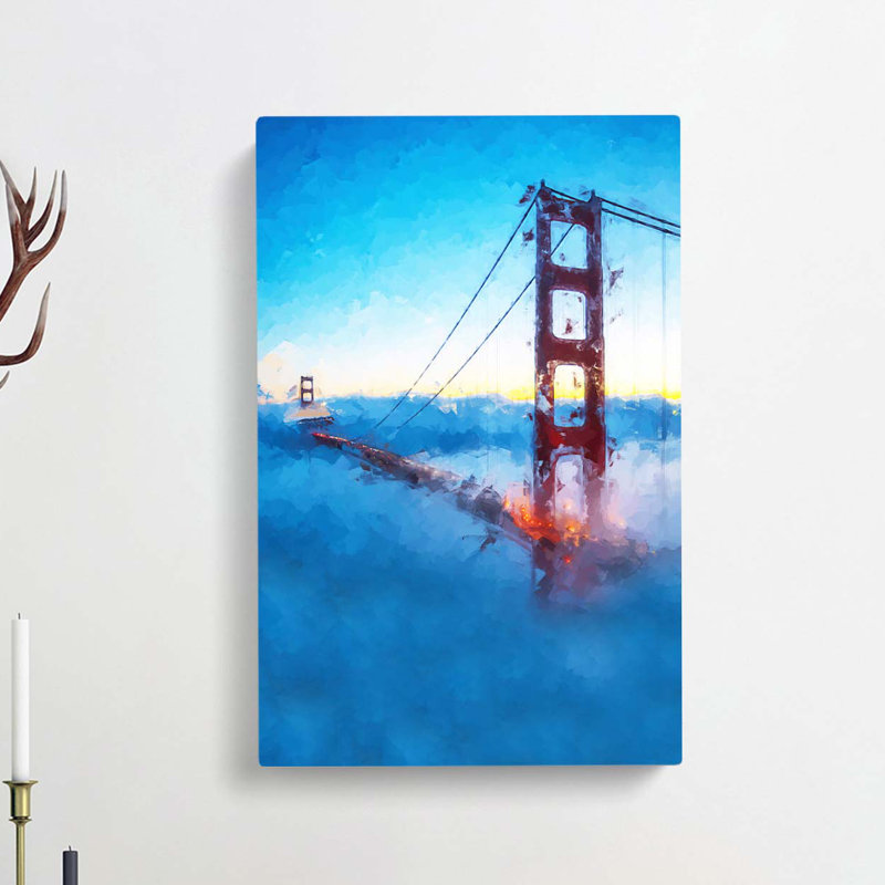 Mist Over The Golden Gate Bridge In Abstract - Wrapped Canvas, 91cm H x 60cm W x 3cm D