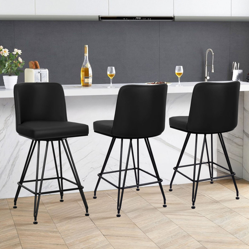 Tabouret de comptoir Meliton 26, Noir, 3