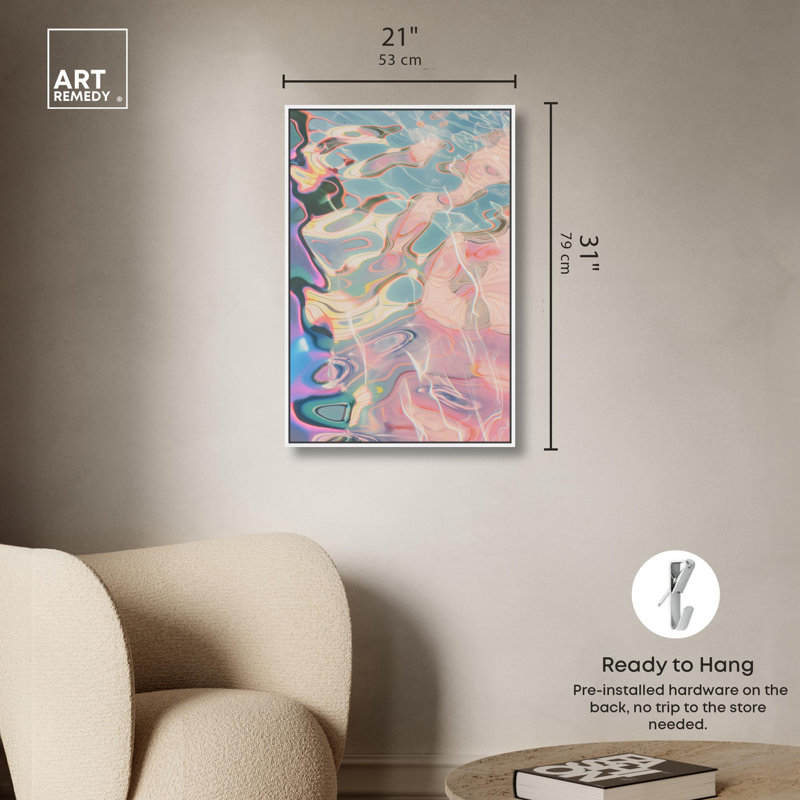 Toile abstraite Art Remedy, rosé métallique lisse I, H 31 po x l 21 po, Cadre flottant blanc