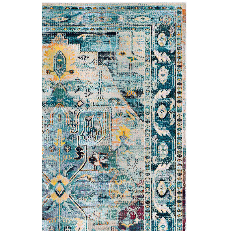 Tapis bleu sarcelle / mauve Lavine, Rectangle 10 pi x 14 pi