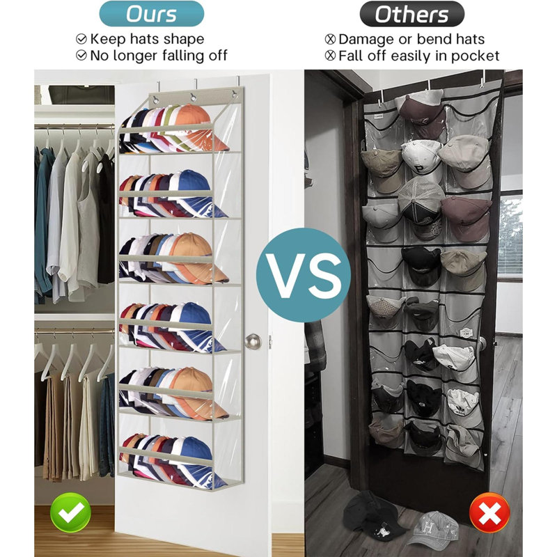 Rebrilliant Clear Over The Door Hat Racks For Baseball Caps, Large
