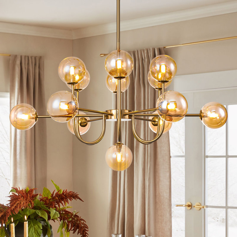 Rael 13-Light Sputnik Chandelier, Gold/Amber
