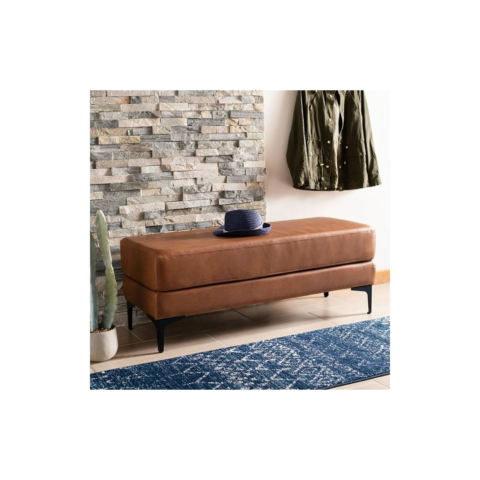 Lennie Upholstered Bench, Brown