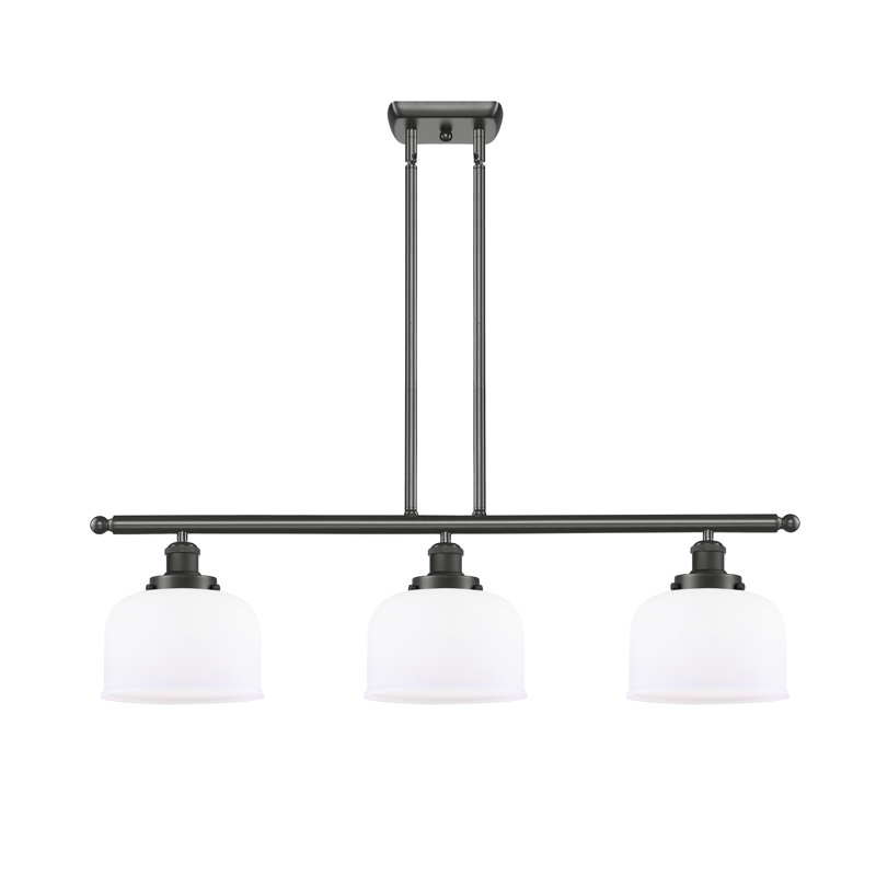 Luminaire suspendu linéaire à 3 lumières HamLake, Bronze huilé, Ampoule non incluse, Blanc mat