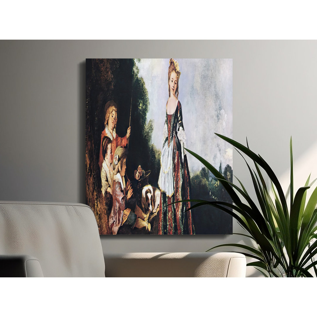 Lady with Children Canvas Wall Art, 18th Century Painting Print, Gallery Wrapped Canvas, Ready to Hang Art, Archival Quality