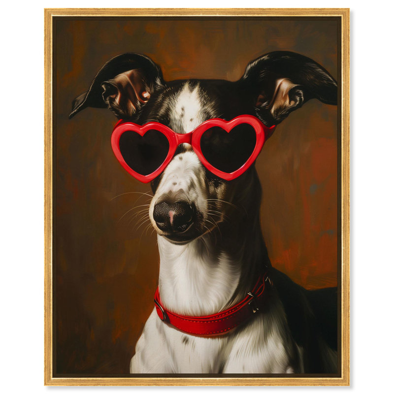 «Sir Dogicus in Spectacles» par Art Remedy, H 46 po x l 37 po, Encadrement argenté