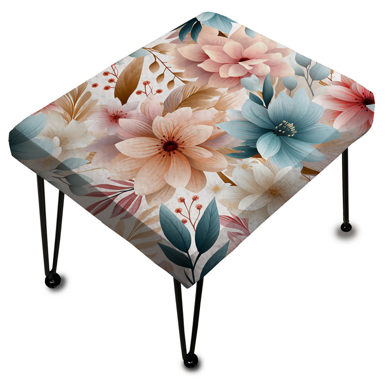 Repose-pieds pastel à motif floral bohémien pastel