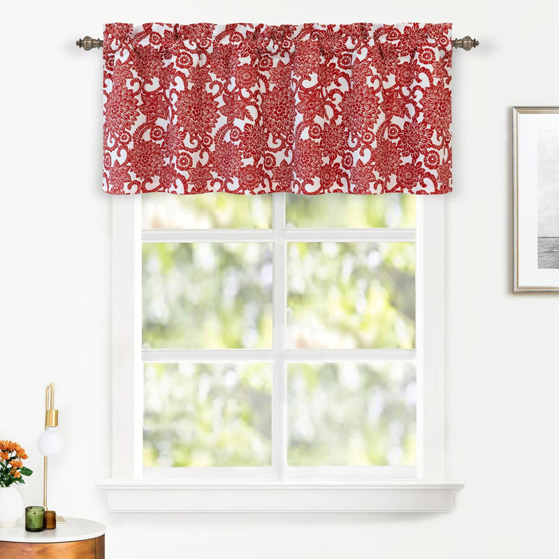 Cantonnière florale sur mesure 52 po, Rouge