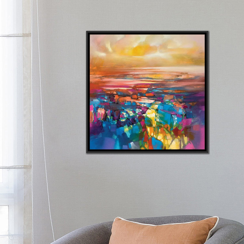 « chromodynamics i », reproduction sur toile, H 18 po x l 18 po x P 1,5 po, Toile avec cadre noir, Pas de tapis