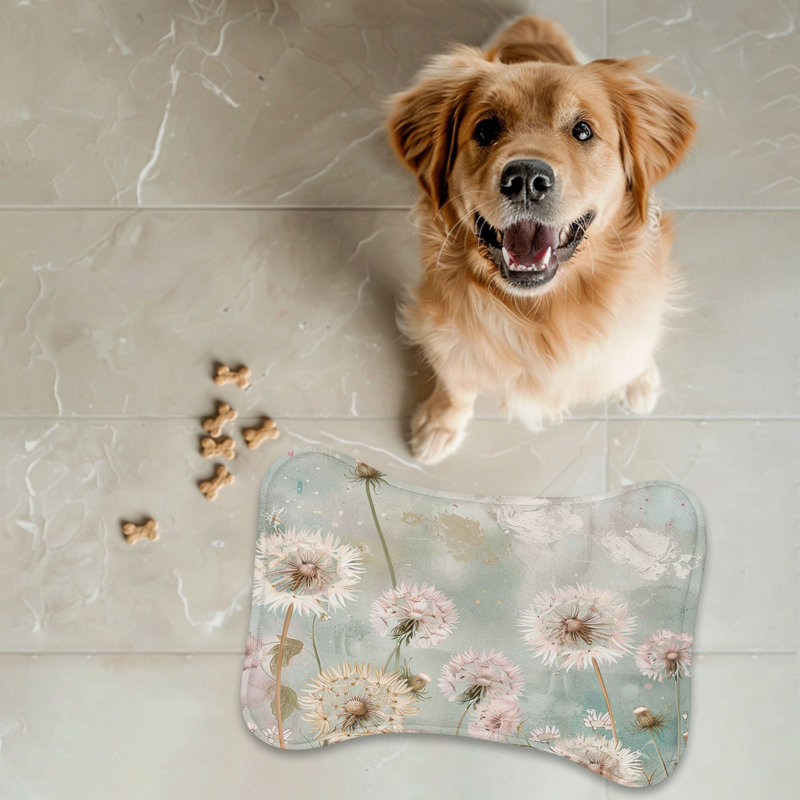 Pastel Blossom Art - 1 Piece Bone Shape Feeding Mat