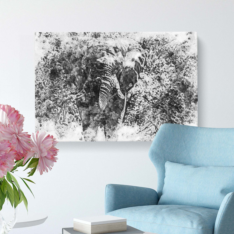 The Majestic Elephant in Abstract - Wrapped Canvas Painting Print, 40cm H x 60cm W x 3cm D