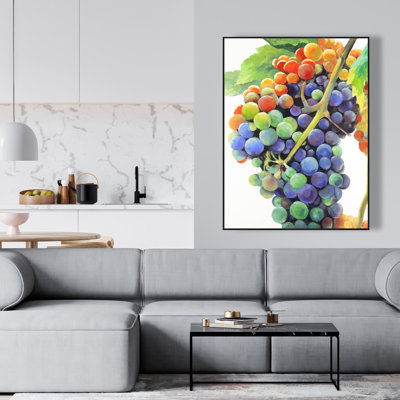Colorful Bunch of Grapes - Purple Still Life Canvas Art