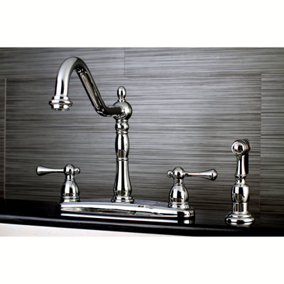Kingston Brass English Vintage Two-Handle 4-Hole 8" Centerset Kitchen Faucet with Side Sprayer