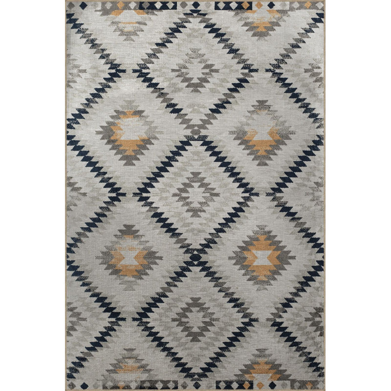 Tapis décoratif géométrique géométrique moderne lavable à la machine, Rectangle 3 pi 3 po x 4 pi 11 po