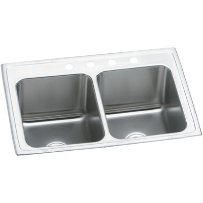 Évier de cuisine à double cuve à montage sur plan L 33 po x l 22 po Lustertone