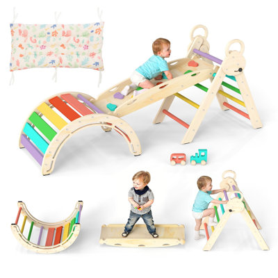 Ensemble triangulaire 8-en-1 Pikler - gymnase d'escalade pliable Montessori