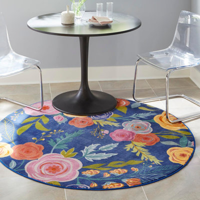 Clydie Floral Navy/Red Area Rug