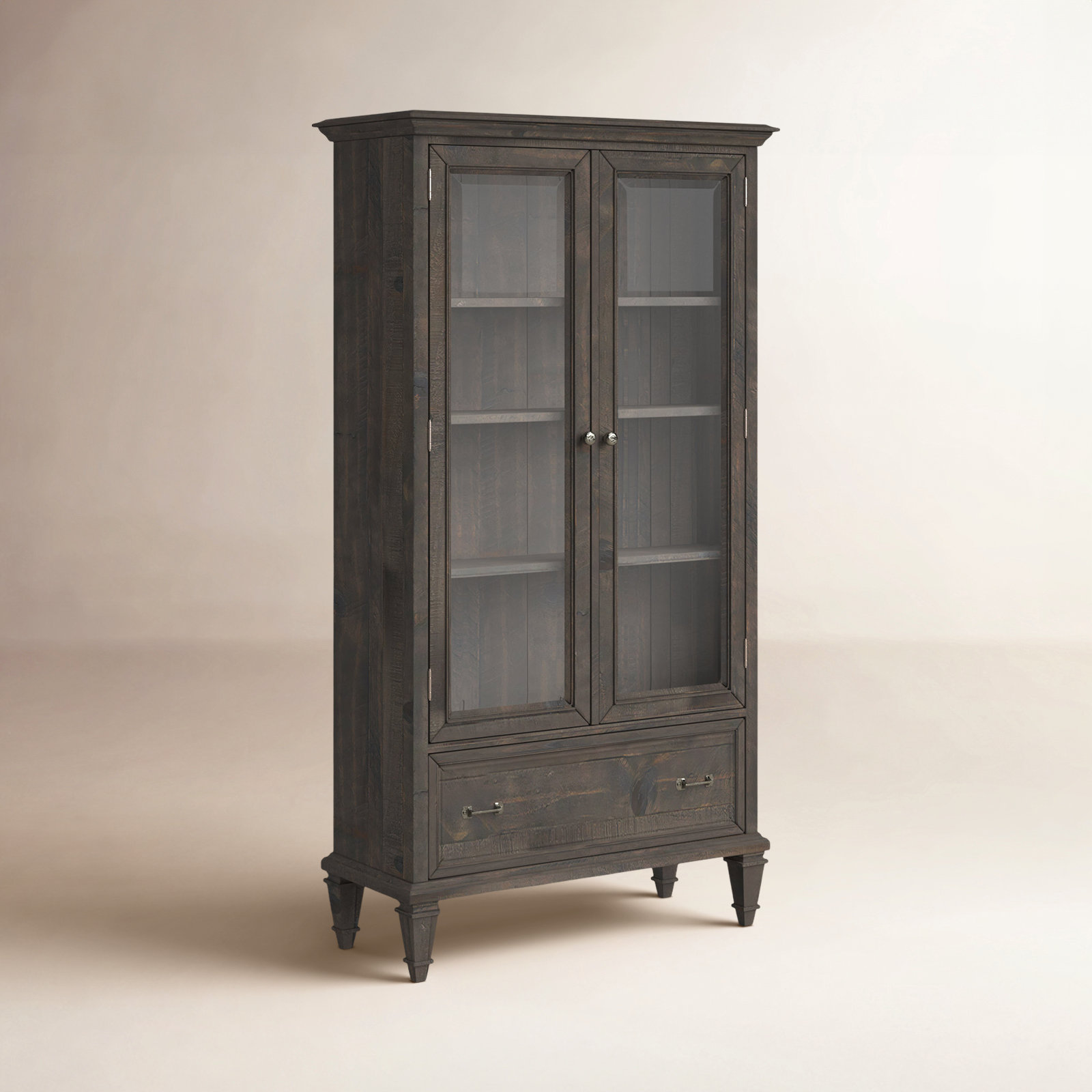 Kerey 40" Pine Bookcase, Weathered Charcoal