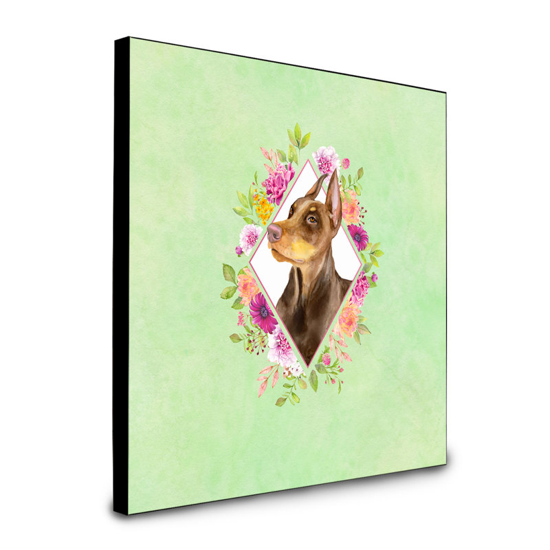 Panneau mural Dollman Flowers, Vert, Brun dobermann