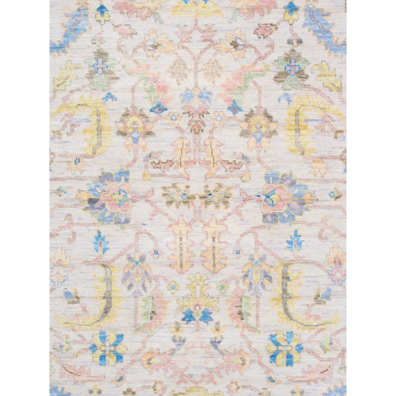 Tapis oriental beige en laine / coton noué à la main 9 pi 2 po x 12 pi 3 po Carrol