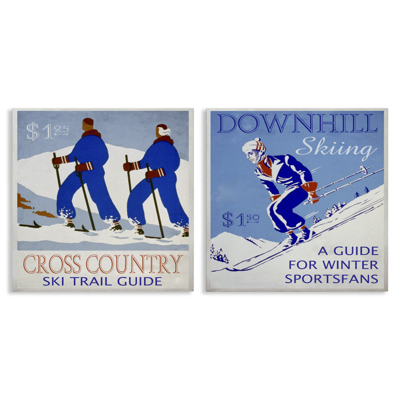 Cross Country Skiing Posters 2, ensemble d'art mural sur toile par Graffi * Tee, H 17 po x l 17 po