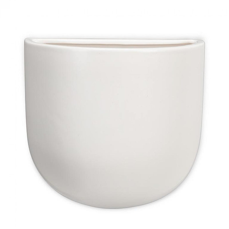 Pot de fleurs mural demi-cercle, H 7 po x l 7,5 po x P 4 po, Blanc