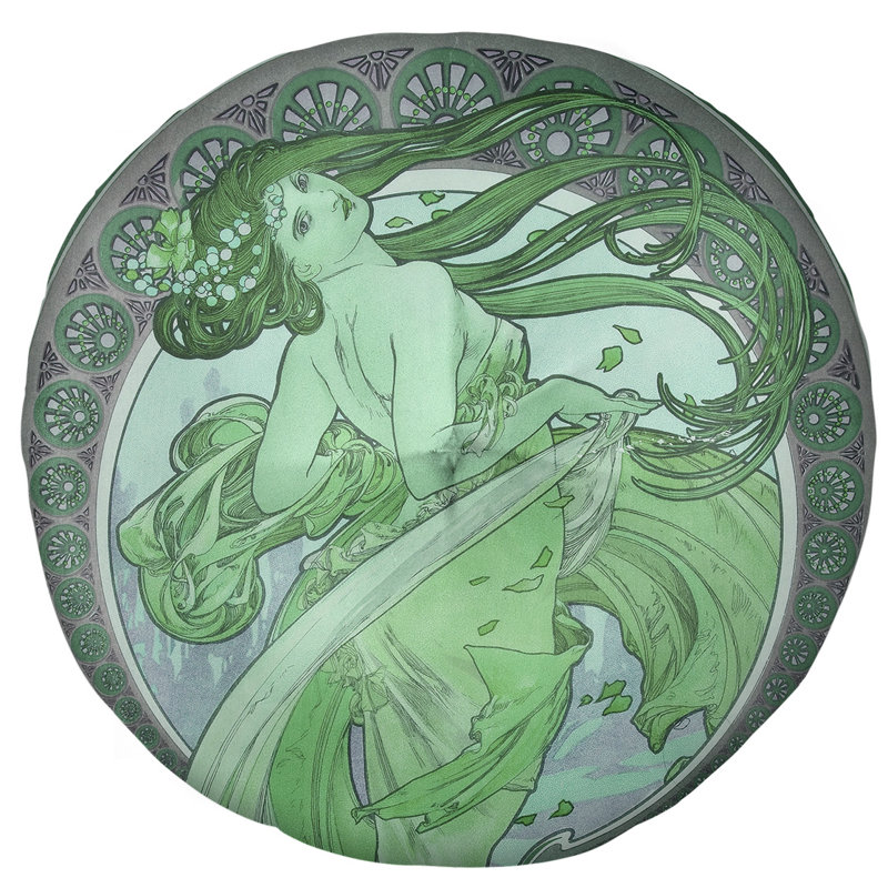 Oreiller de plancher Alphonse Mucha the Dance, 27,5 po x 55,5 po, Vert