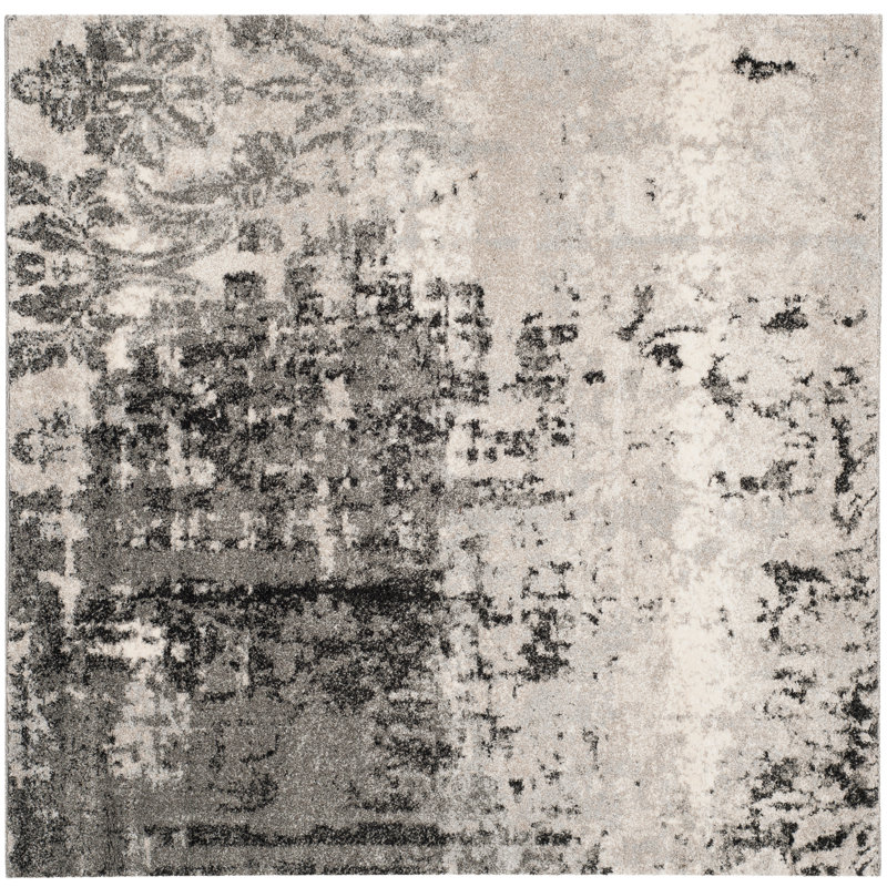 Arlinda Retro Performance Abstract Rug, Square 6'