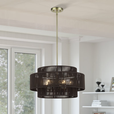 Lustre suspendu en laiton antique 5 lumières Asllan