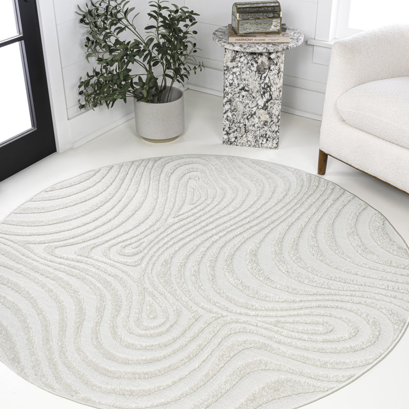 Tapis rayé crème / ivoire Maribo, Rond 6 pi