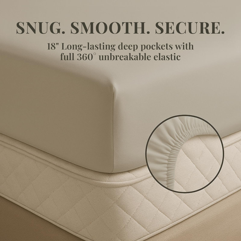 Premium Rayon From Bamboo Blend Sheet Set With Deep Pockets, Cooling and Breathable, Silver