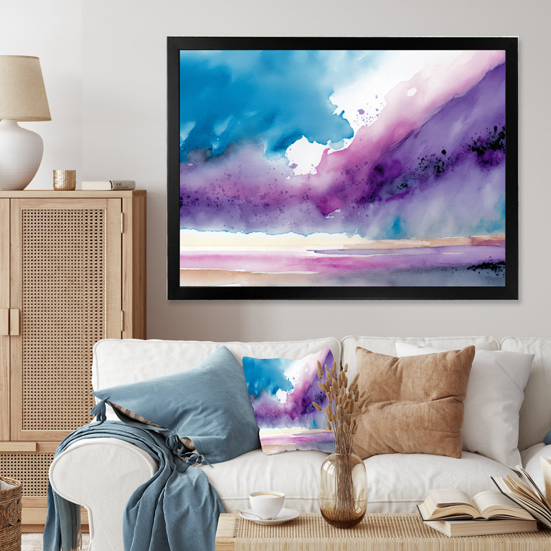 «Violet Storm At The Horizon III», reproduction sur toile, L 20 po x H 12 po, Toile avec cadre photo noir