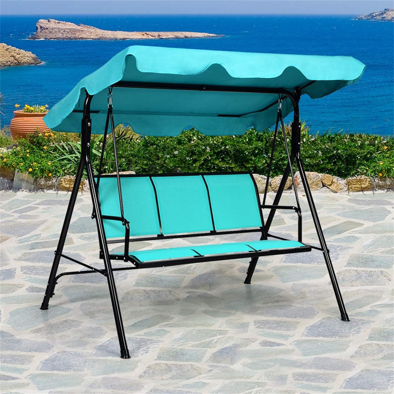 Newell 3 Person Porch Swing, Turquoise