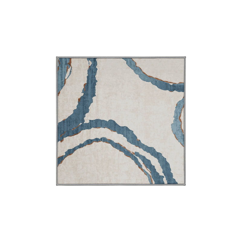 Machine Washable Gray Area Rug, Square 8'