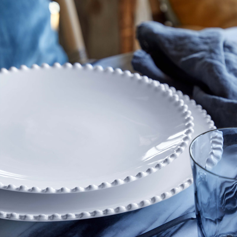 Pearl Stoneware Dinner Plate, White